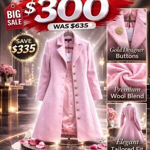 Generation Love Blush Pink Wool-Blend Coat with Gold Buttons